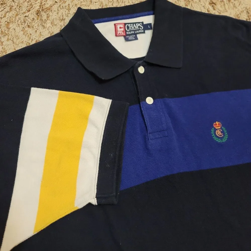 Chaps Ralph‎ Lauren Multicolor Large Stripe Polo Men's Size L